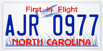 NC license plate AJR0977