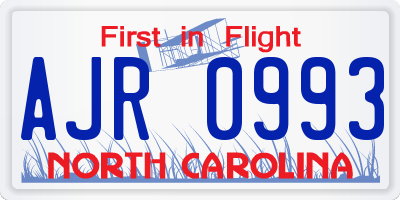 NC license plate AJR0993