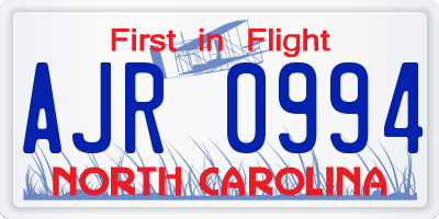 NC license plate AJR0994