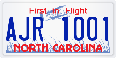NC license plate AJR1001