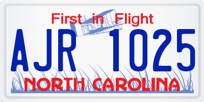NC license plate AJR1025