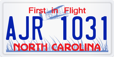 NC license plate AJR1031