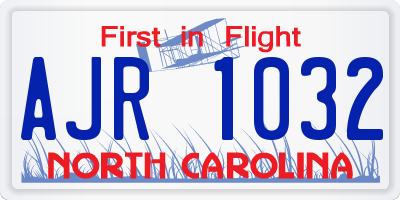 NC license plate AJR1032