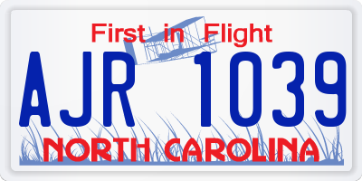 NC license plate AJR1039