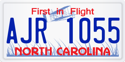 NC license plate AJR1055