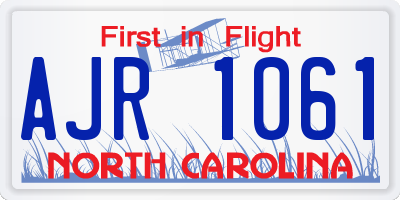 NC license plate AJR1061