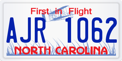 NC license plate AJR1062