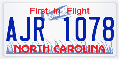 NC license plate AJR1078
