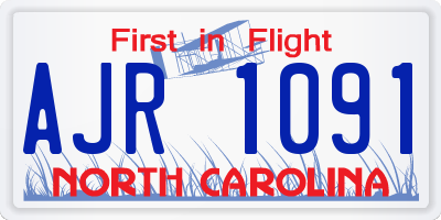 NC license plate AJR1091