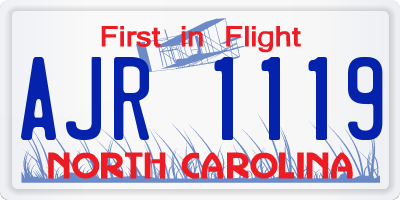 NC license plate AJR1119