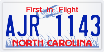 NC license plate AJR1143