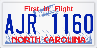 NC license plate AJR1160