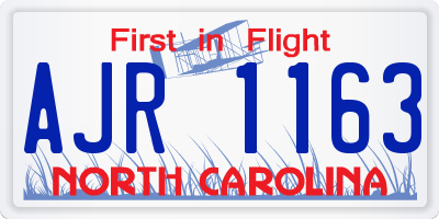 NC license plate AJR1163