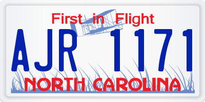 NC license plate AJR1171