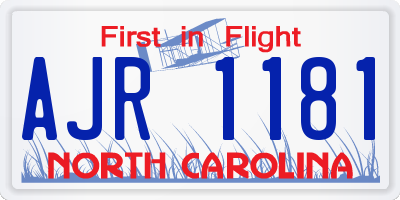 NC license plate AJR1181