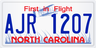 NC license plate AJR1207