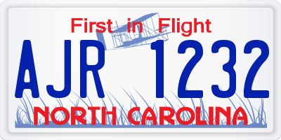 NC license plate AJR1232