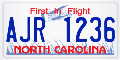 NC license plate AJR1236