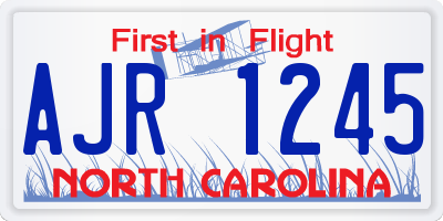 NC license plate AJR1245