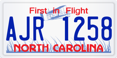 NC license plate AJR1258