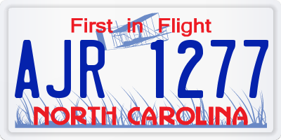 NC license plate AJR1277