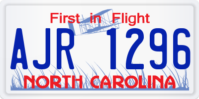 NC license plate AJR1296