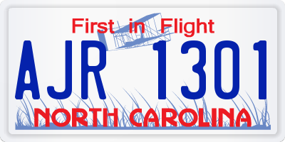 NC license plate AJR1301