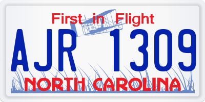 NC license plate AJR1309