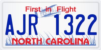 NC license plate AJR1322