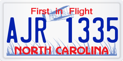 NC license plate AJR1335