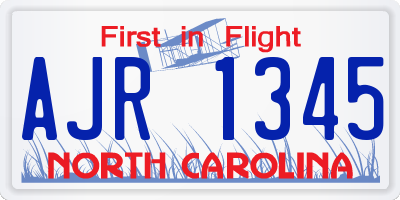 NC license plate AJR1345