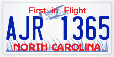 NC license plate AJR1365