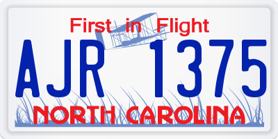 NC license plate AJR1375