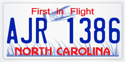 NC license plate AJR1386