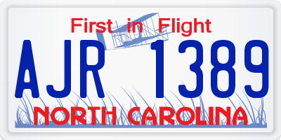 NC license plate AJR1389