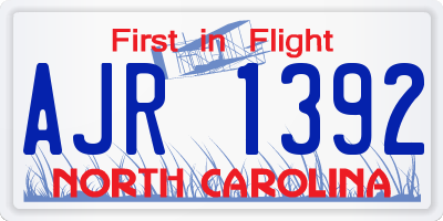 NC license plate AJR1392
