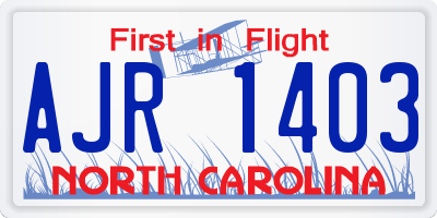 NC license plate AJR1403