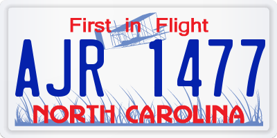 NC license plate AJR1477