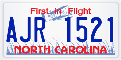 NC license plate AJR1521