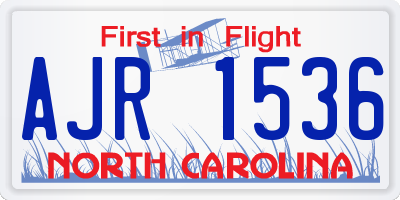 NC license plate AJR1536