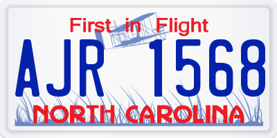 NC license plate AJR1568