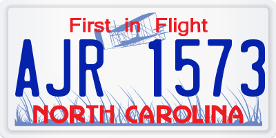 NC license plate AJR1573