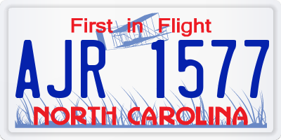 NC license plate AJR1577