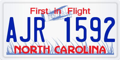 NC license plate AJR1592