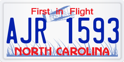 NC license plate AJR1593