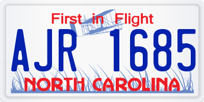 NC license plate AJR1685