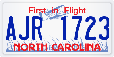 NC license plate AJR1723