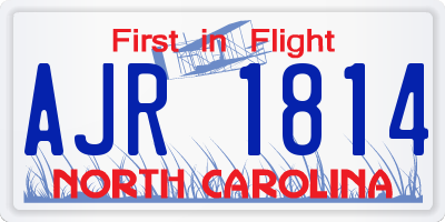 NC license plate AJR1814