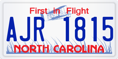 NC license plate AJR1815