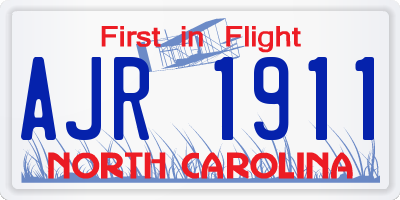 NC license plate AJR1911